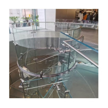 Jumbo size clear tempered toughened curved glass for shopping mall office building
